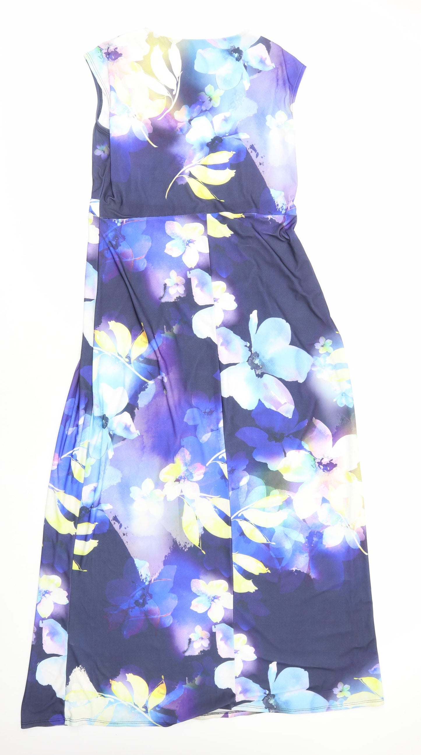 BHS Womens Multicoloured Floral Polyester Fit & Flare Size 14 V-Neck Pullover
