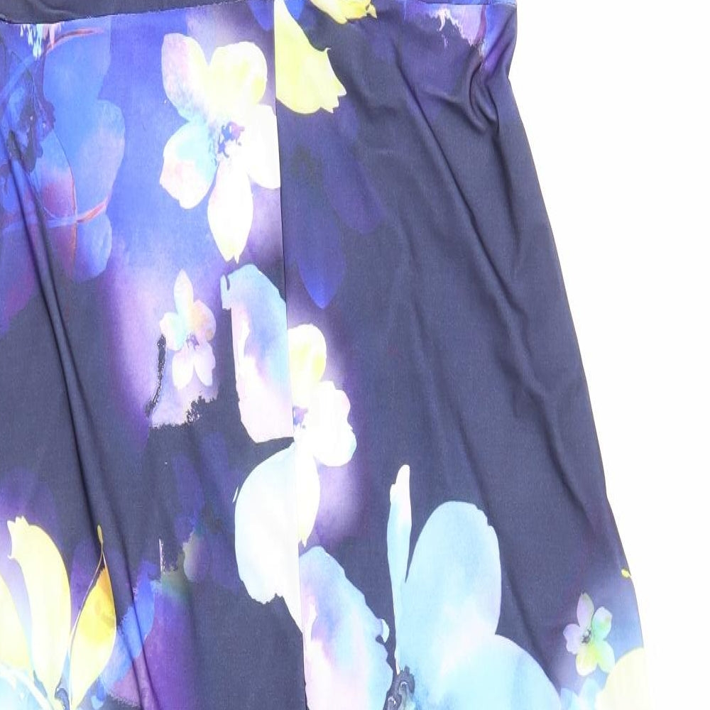 BHS Womens Multicoloured Floral Polyester Fit & Flare Size 14 V-Neck Pullover