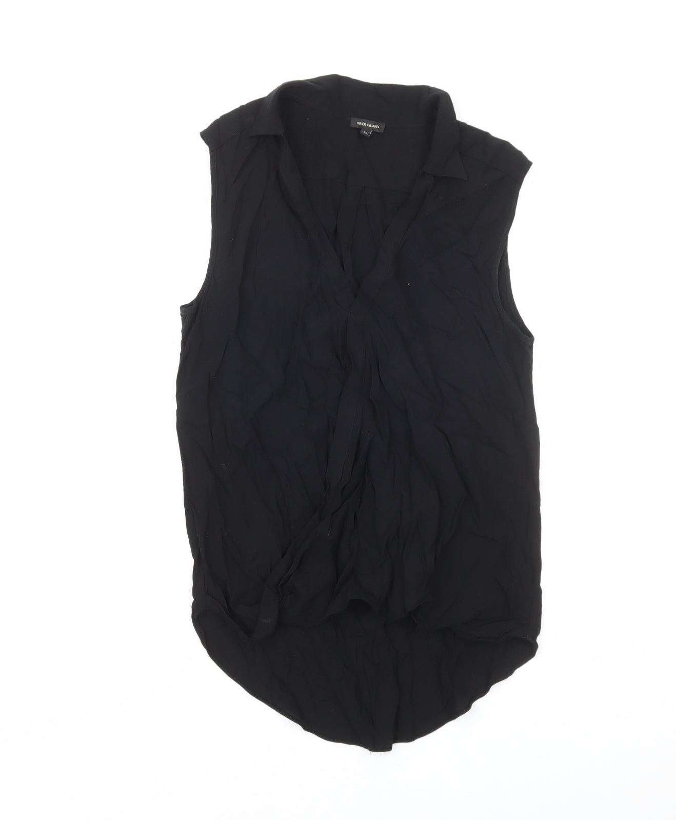 River Island Womens Black Viscose Wrap Blouse Size 12 Collared - Faux Wrap