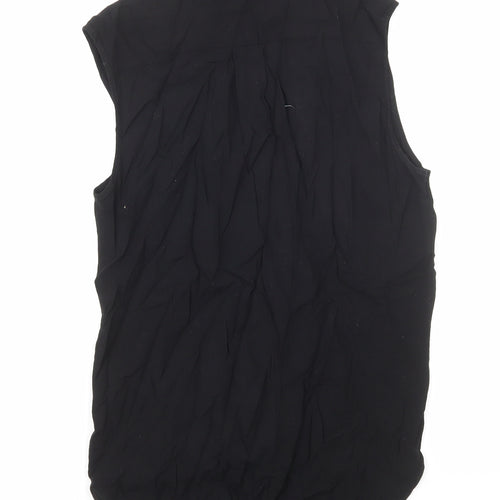 River Island Womens Black Viscose Wrap Blouse Size 12 Collared - Faux Wrap
