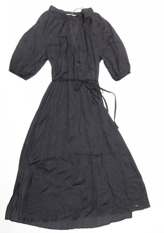 Marks and Spencer Womens Black Polyester Fit & Flare Size 14 V-Neck Pullover