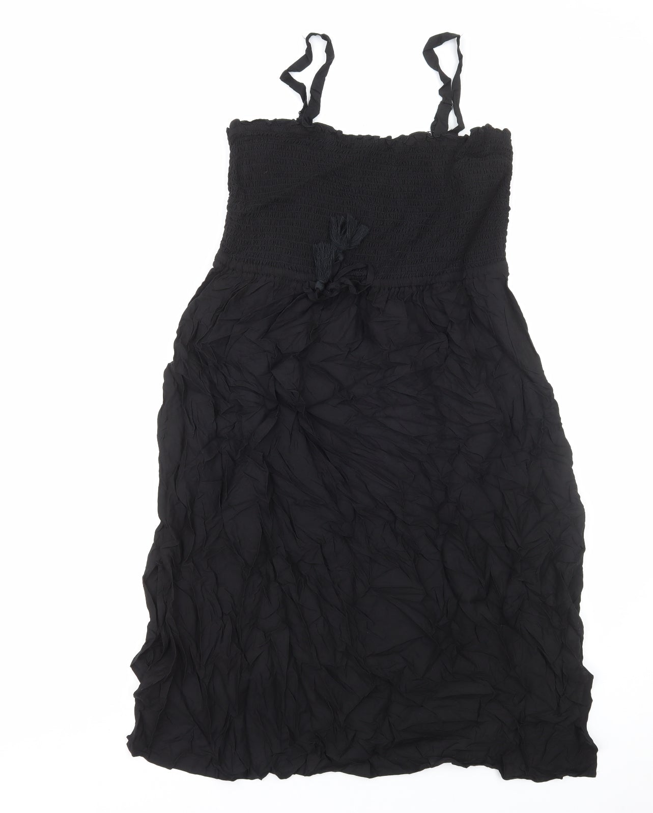 Marks and Spencer Womens Black Viscose Tank Dress Size 16 Square Neck Pullover