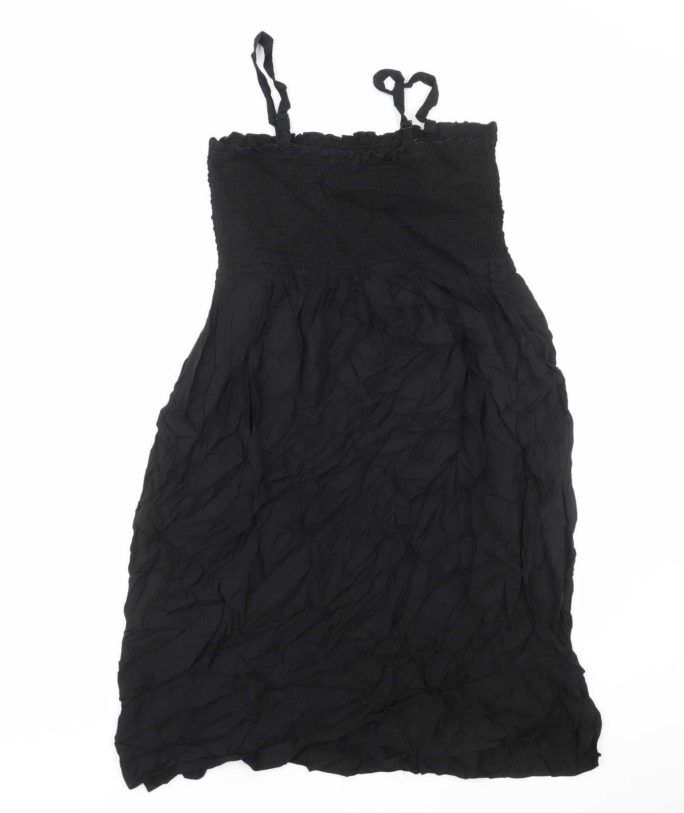 Marks and Spencer Womens Black Viscose Tank Dress Size 16 Square Neck Pullover