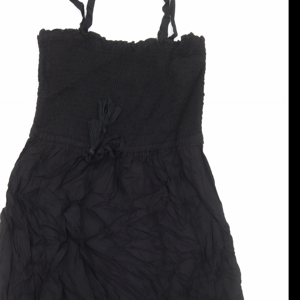 Marks and Spencer Womens Black Viscose Tank Dress Size 16 Square Neck Pullover