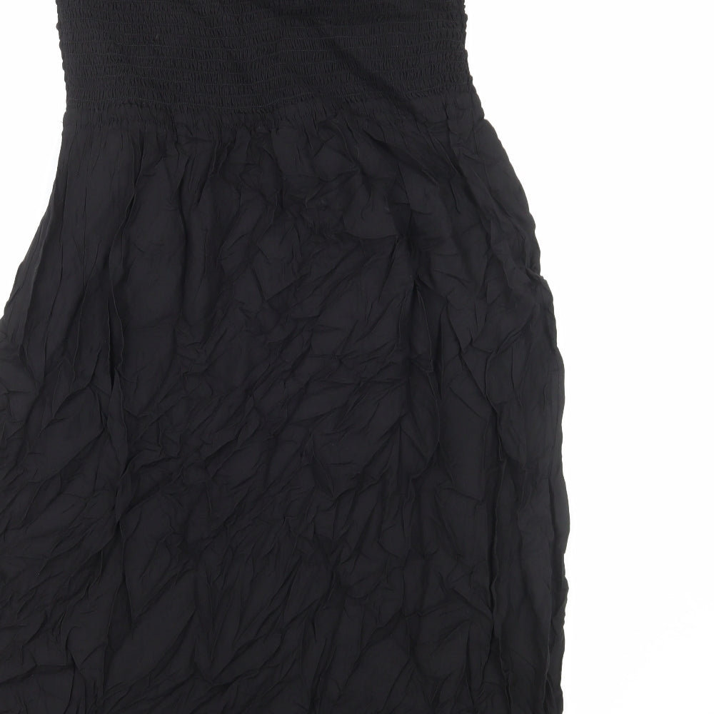 Marks and Spencer Womens Black Viscose Tank Dress Size 16 Square Neck Pullover