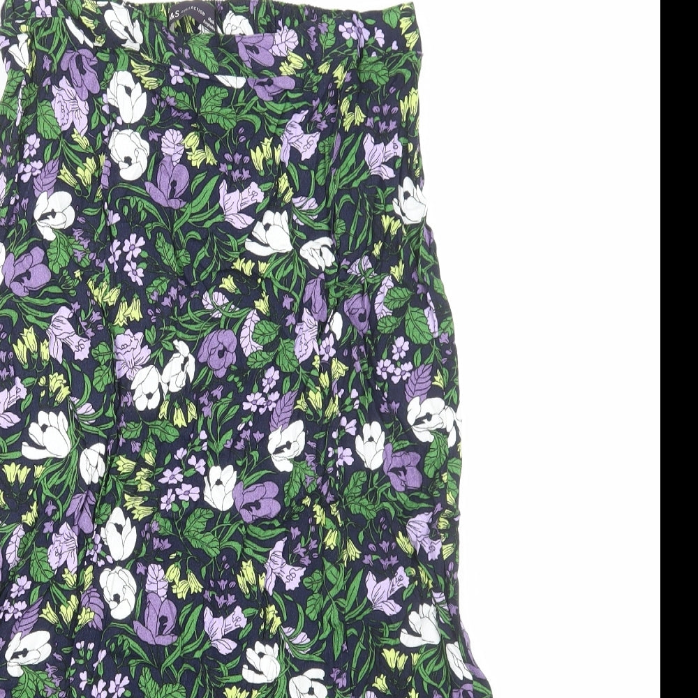 Marks and Spencer Womens Multicoloured Floral Viscose A-Line Skirt Size 10