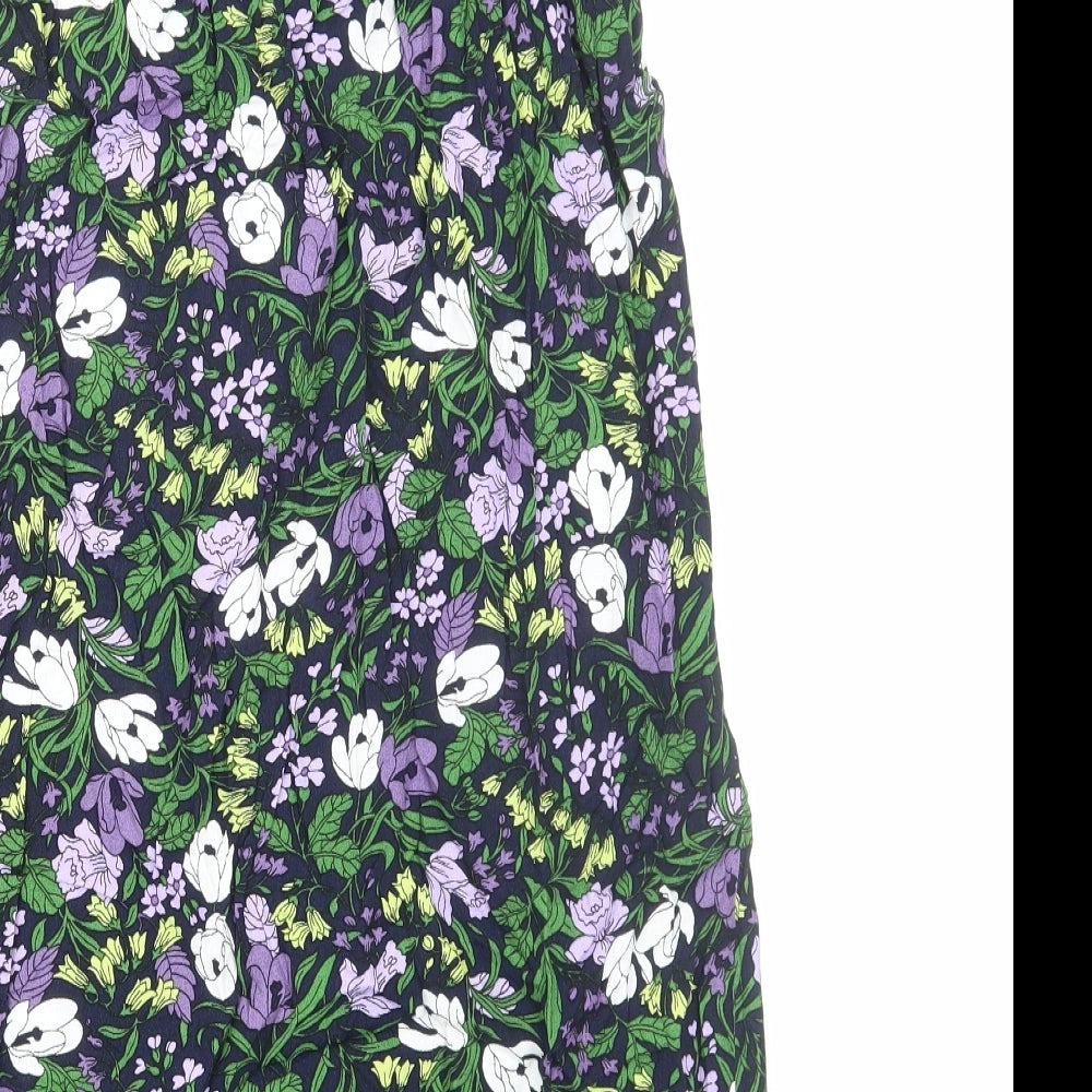 Marks and Spencer Womens Multicoloured Floral Viscose A-Line Skirt Size 10