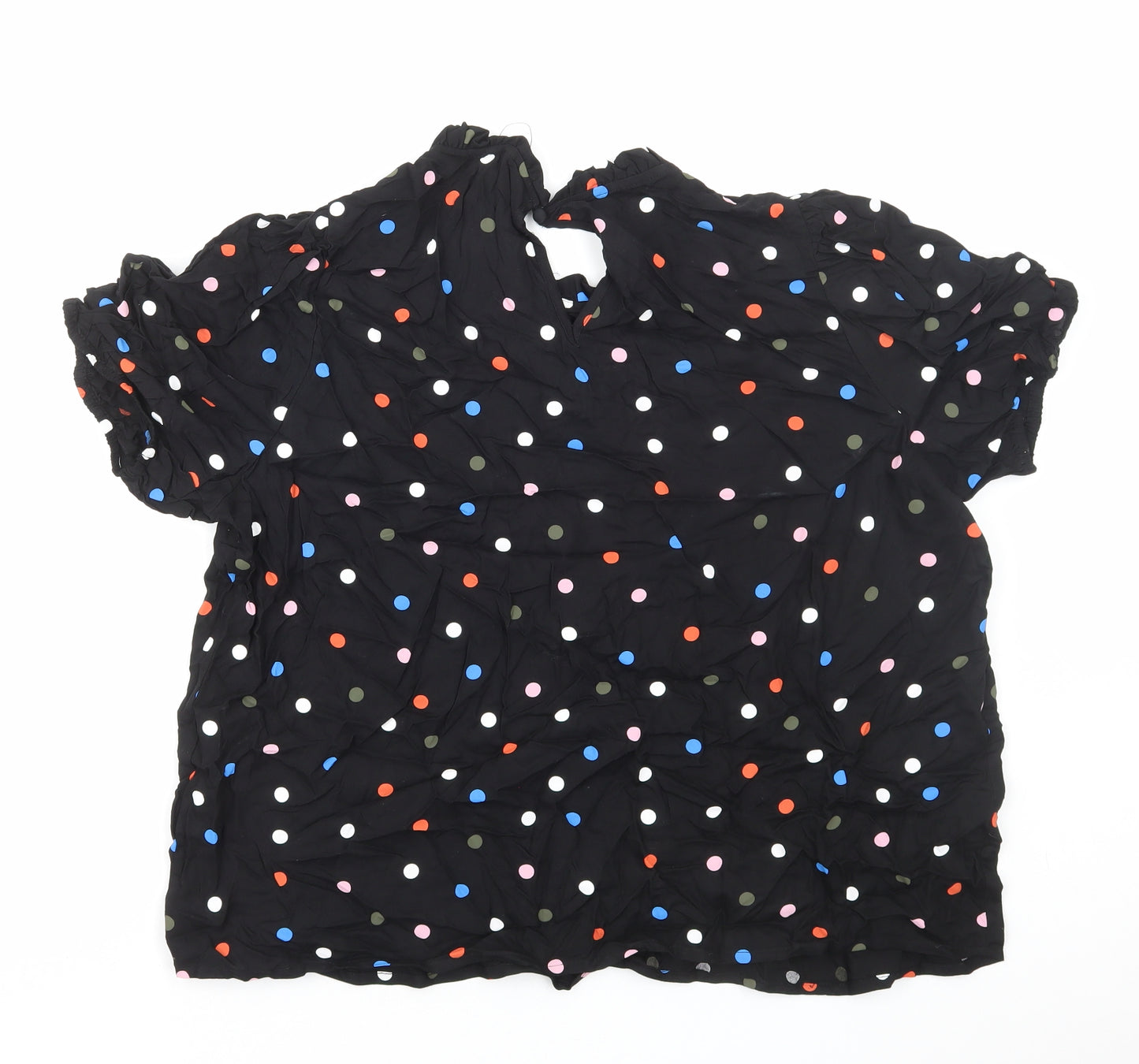 Marks and Spencer Womens Black Polka Dot Viscose Basic Blouse Size 20 Mock Neck