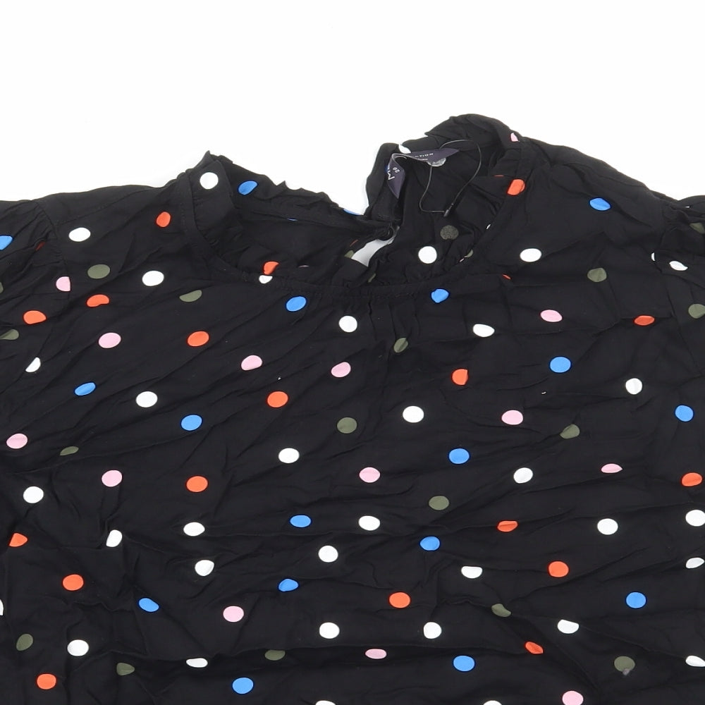 Marks and Spencer Womens Black Polka Dot Viscose Basic Blouse Size 20 Mock Neck