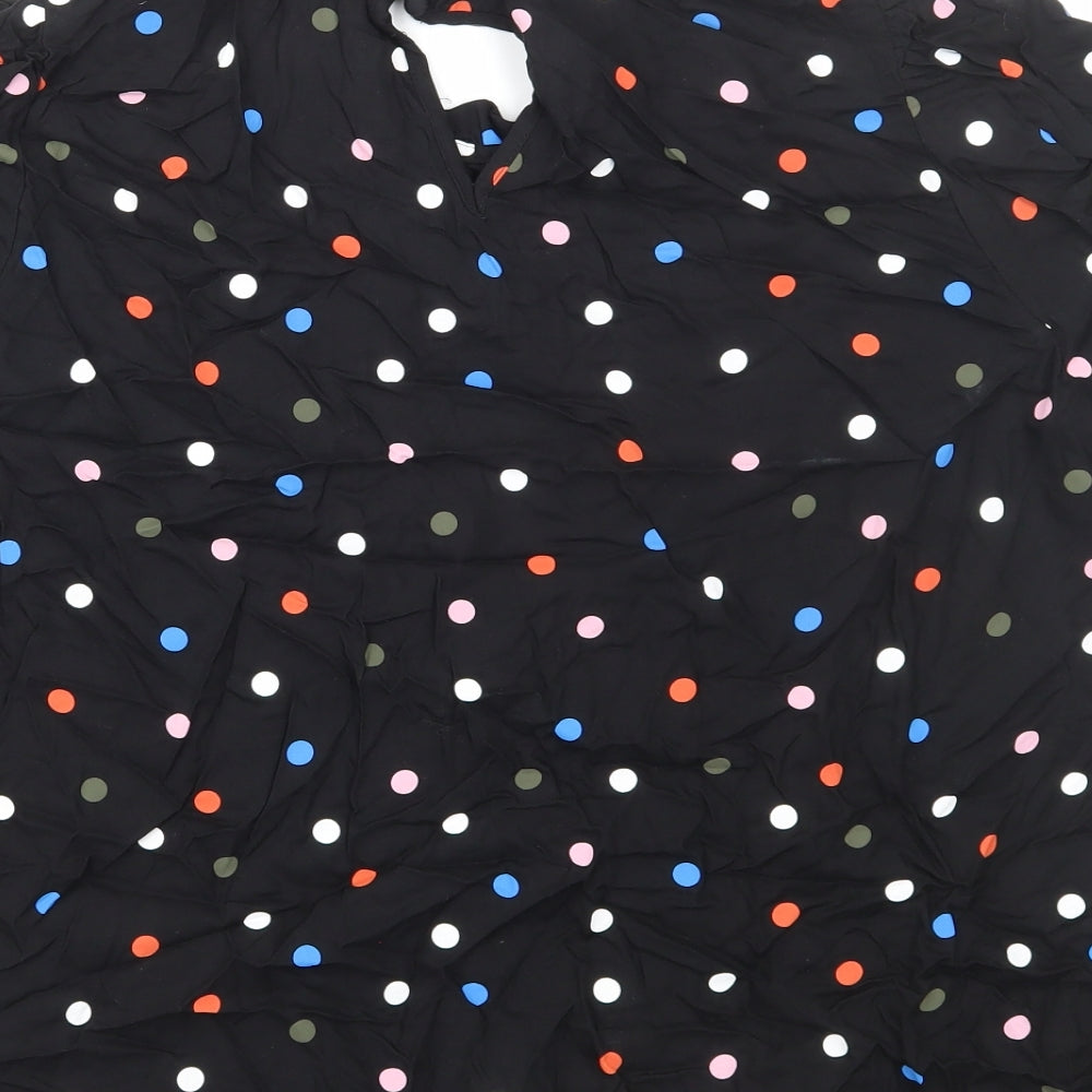 Marks and Spencer Womens Black Polka Dot Viscose Basic Blouse Size 20 Mock Neck