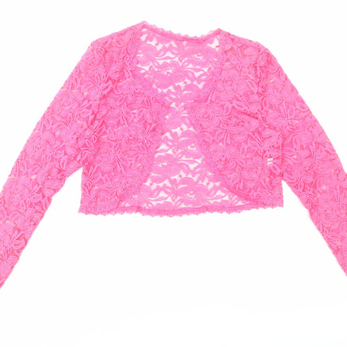 Preworn Womens Pink V-Neck Polyester Shrug Jumper Size S