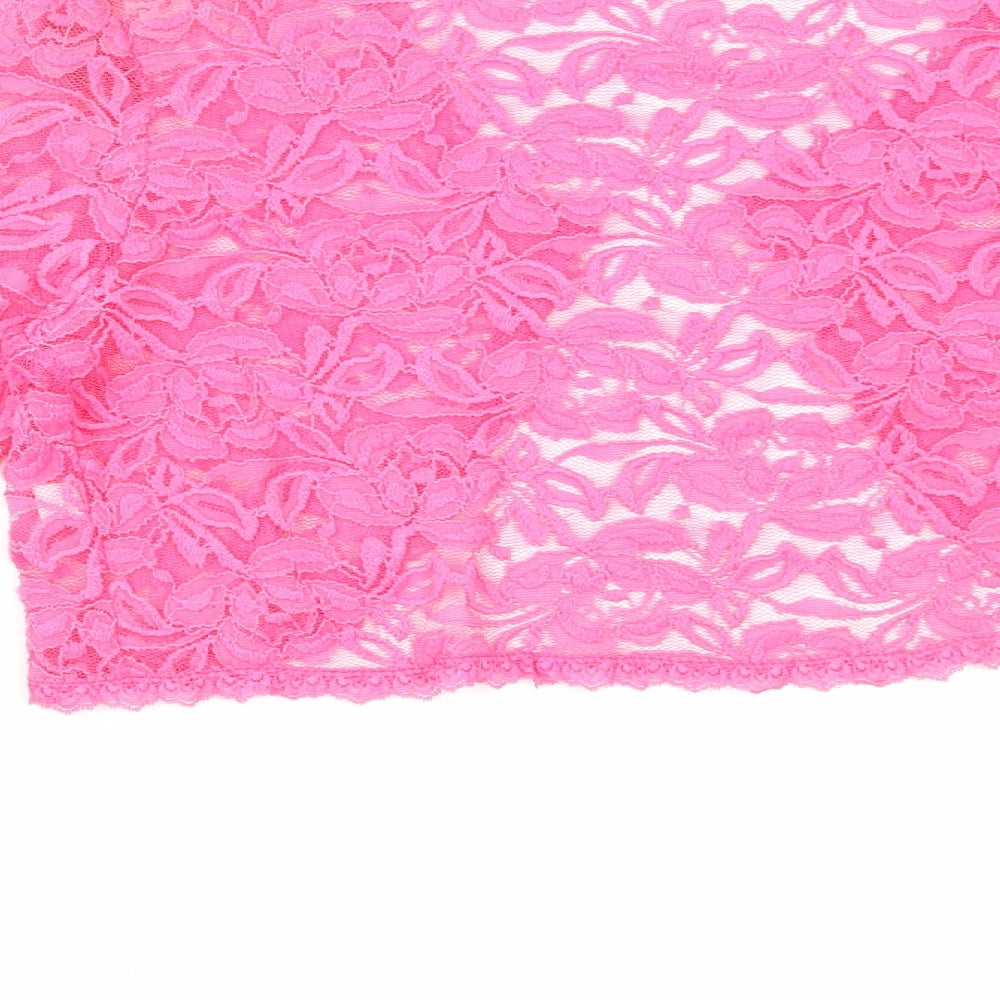 Preworn Womens Pink V-Neck Polyester Shrug Jumper Size S