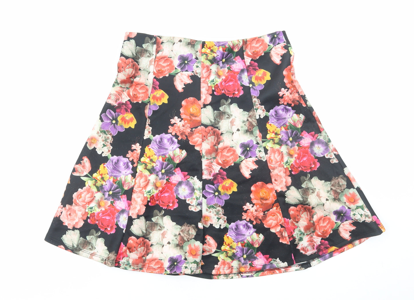 Preworn Womens Multicoloured Floral Polyester Skater Skirt Size M