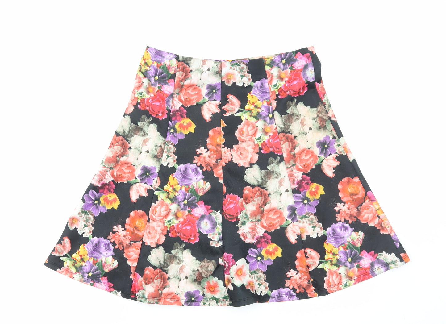 Preworn Womens Multicoloured Floral Polyester Skater Skirt Size M