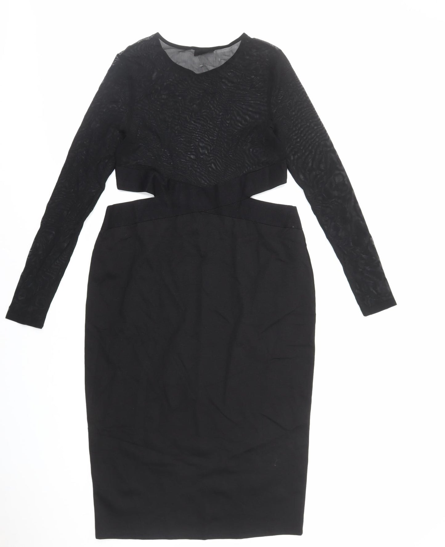 Topshop Womens Black Polyamide A-Line Size 16 Round Neck Pullover