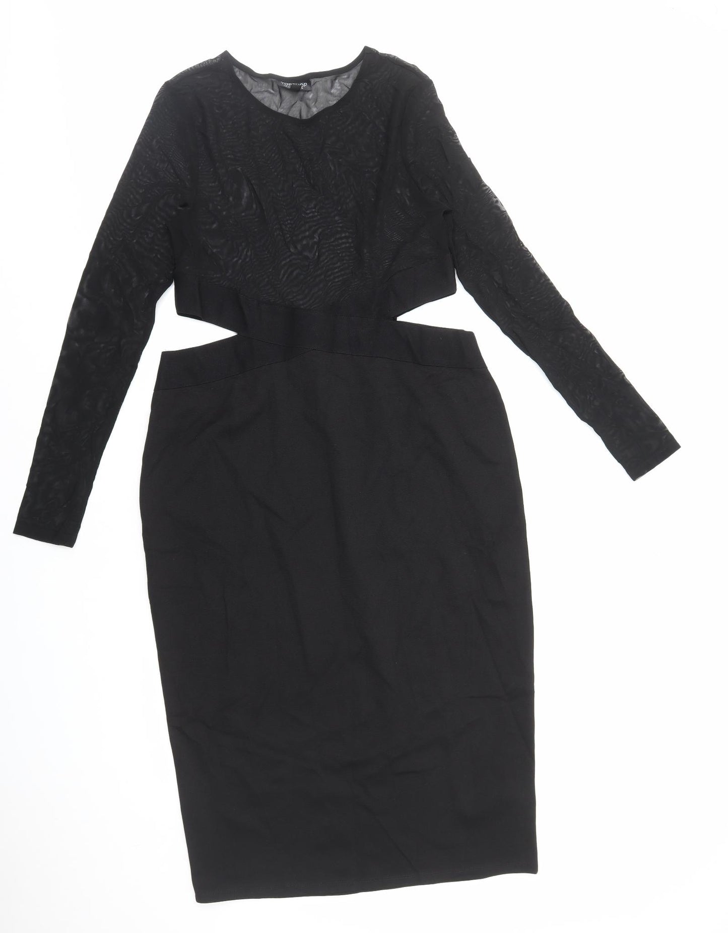 Topshop Womens Black Polyamide A-Line Size 16 Round Neck Pullover