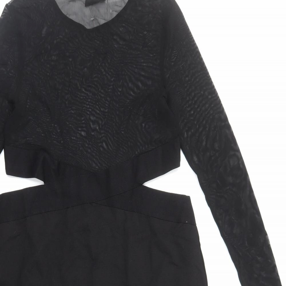 Topshop Womens Black Polyamide A-Line Size 16 Round Neck Pullover