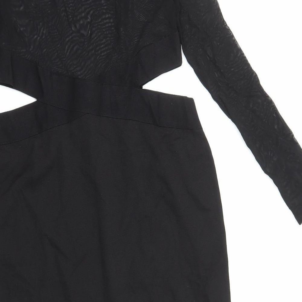 Topshop Womens Black Polyamide A-Line Size 16 Round Neck Pullover