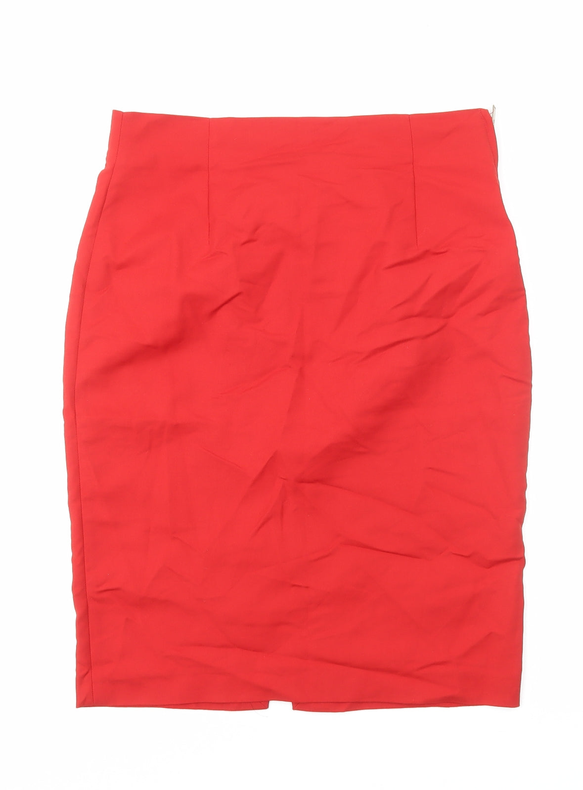 Zara Womens Red Cotton Straight & Pencil Skirt Size L Zip
