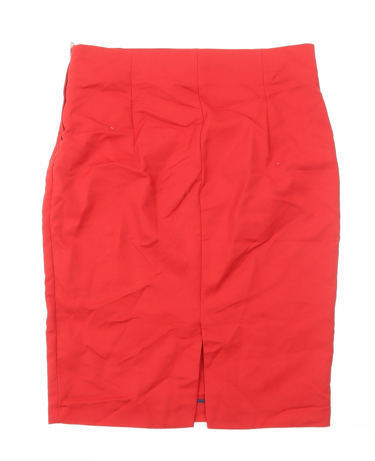 Zara Womens Red Cotton Straight & Pencil Skirt Size L Zip