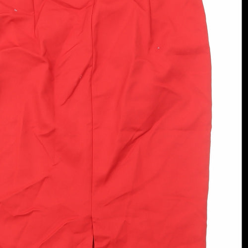 Zara Womens Red Cotton Straight & Pencil Skirt Size L Zip