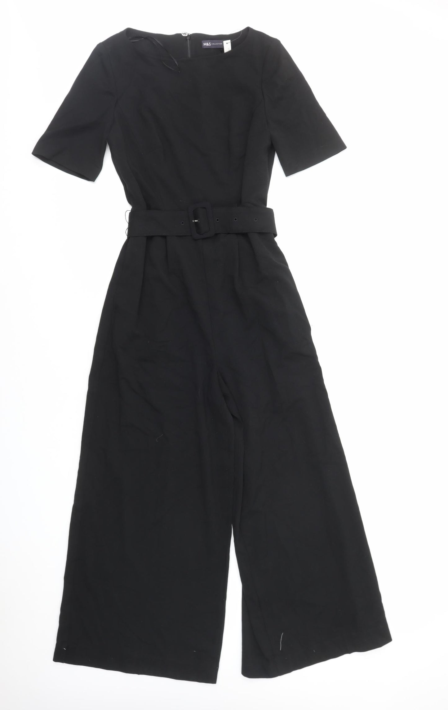 Marks and Spencer Womens Black Polyester Jumpsuit One-Piece Size 8 L28 in Zip