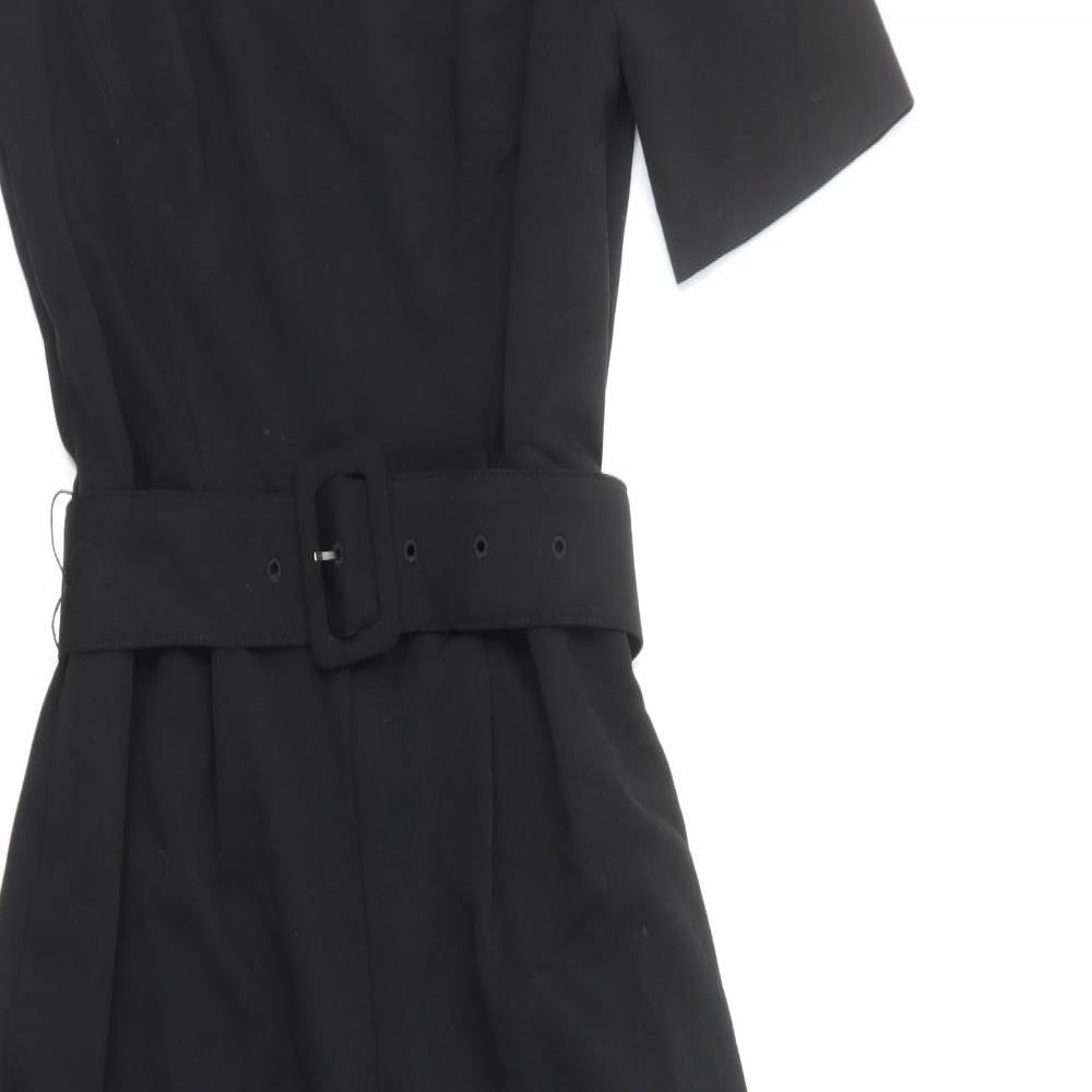 Marks and Spencer Womens Black Polyester Jumpsuit One-Piece Size 8 L28 in Zip