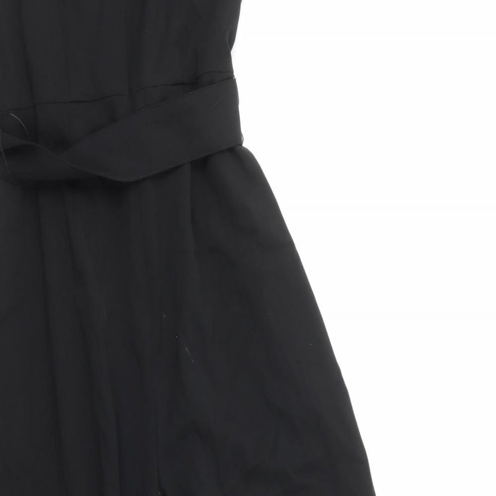 Marks and Spencer Womens Black Polyester Jumpsuit One-Piece Size 8 L28 in Zip