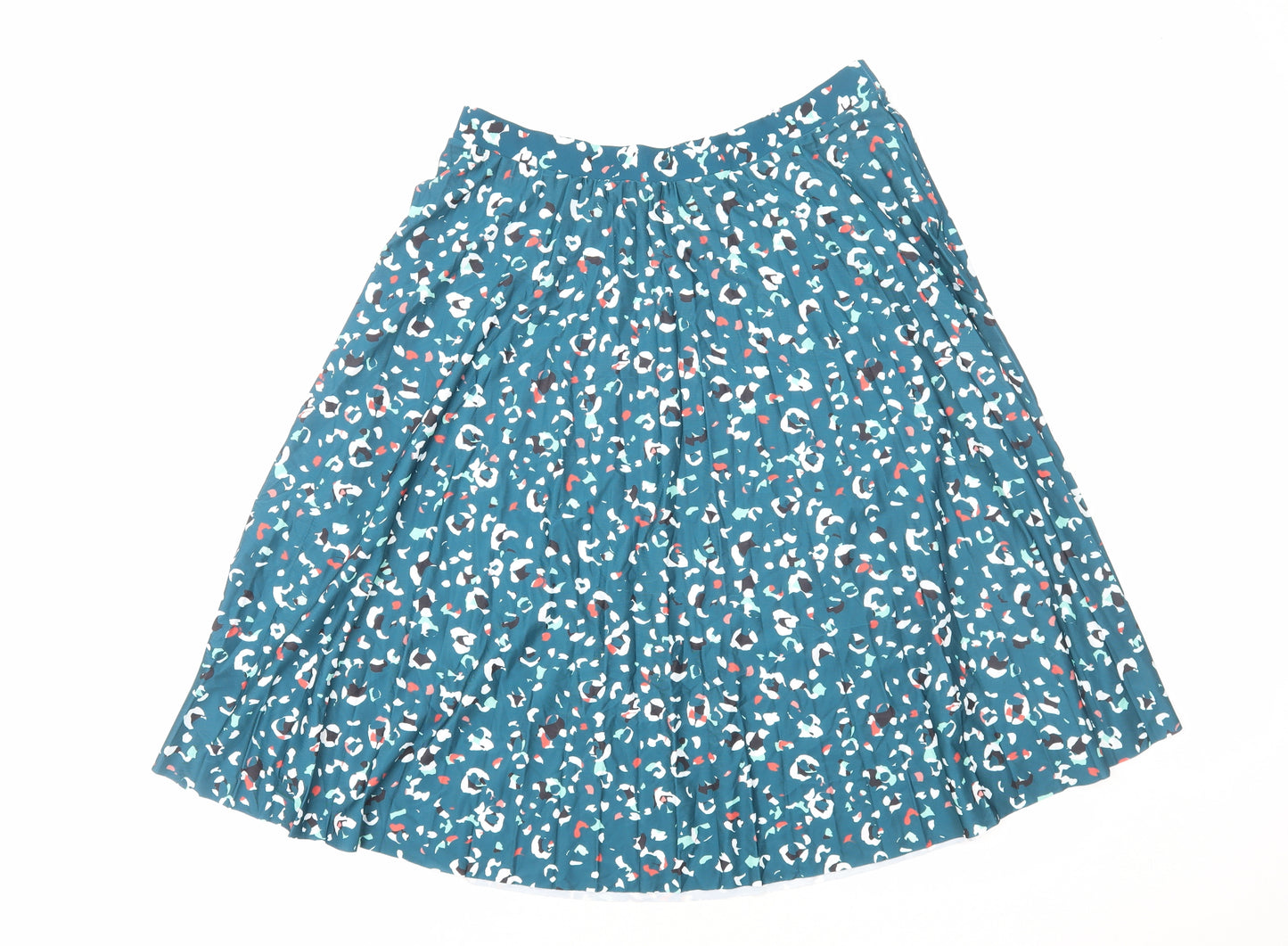Marks and Spencer Womens Green Animal Print Polyester Pleated Skirt Size 16