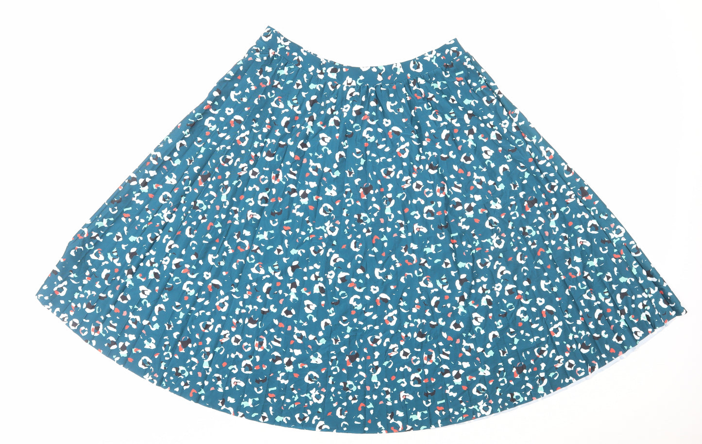 Marks and Spencer Womens Green Animal Print Polyester Pleated Skirt Size 16