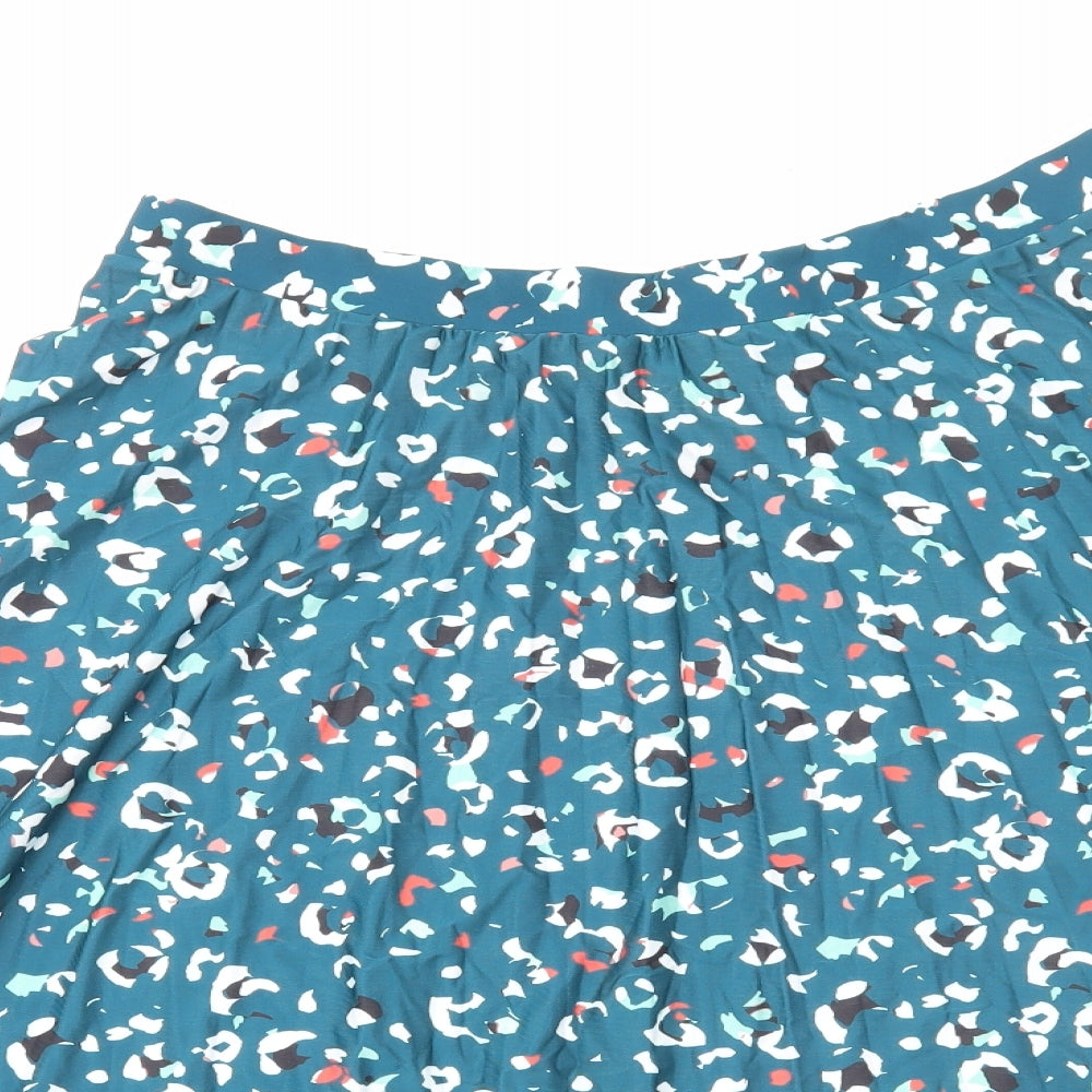 Marks and Spencer Womens Green Animal Print Polyester Pleated Skirt Size 16