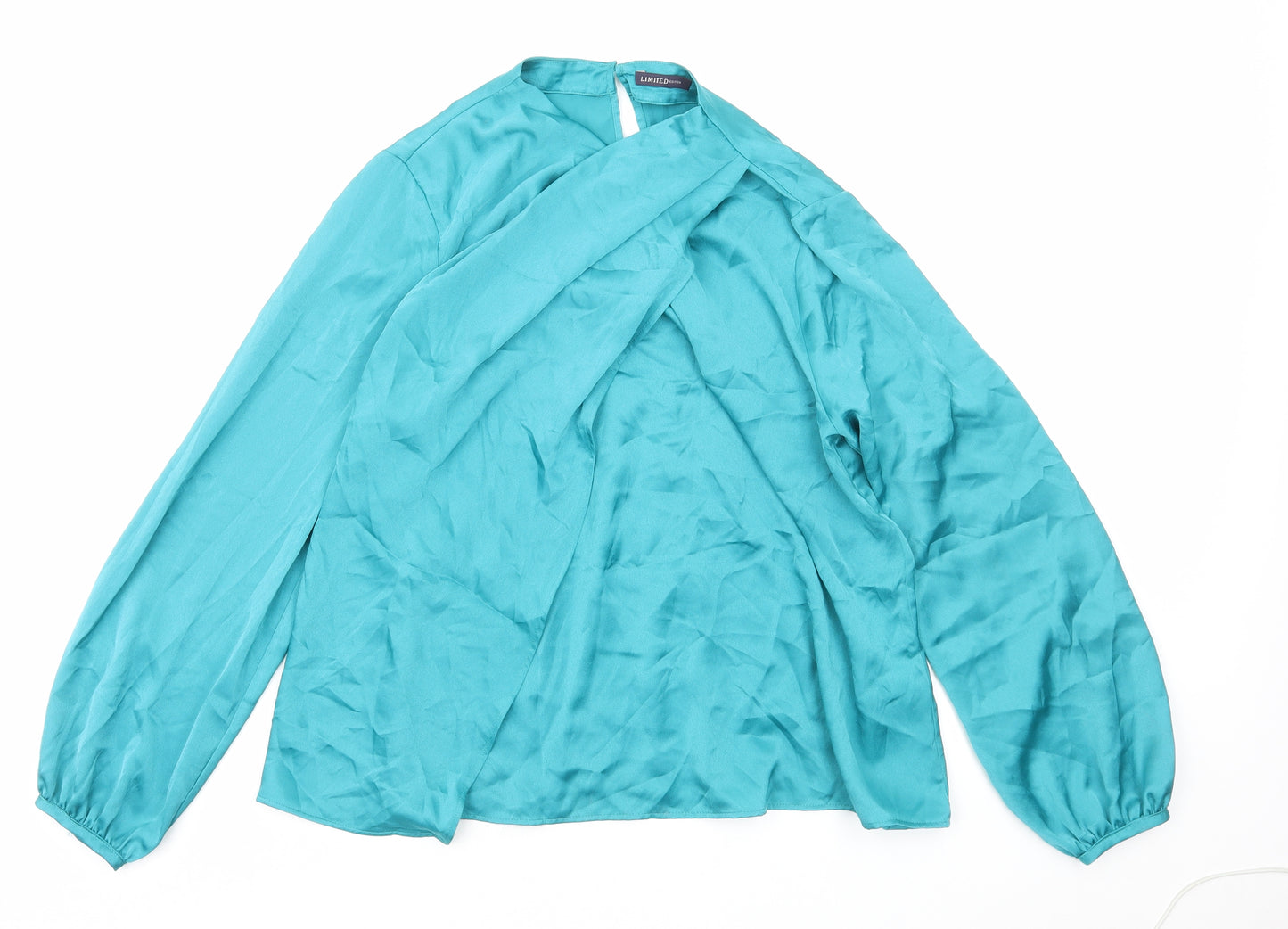 Marks and Spencer Womens Blue Polyester Basic Blouse Size 12 V-Neck
