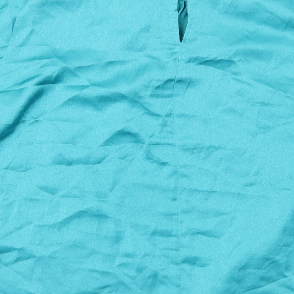 Marks and Spencer Womens Blue Polyester Basic Blouse Size 12 V-Neck
