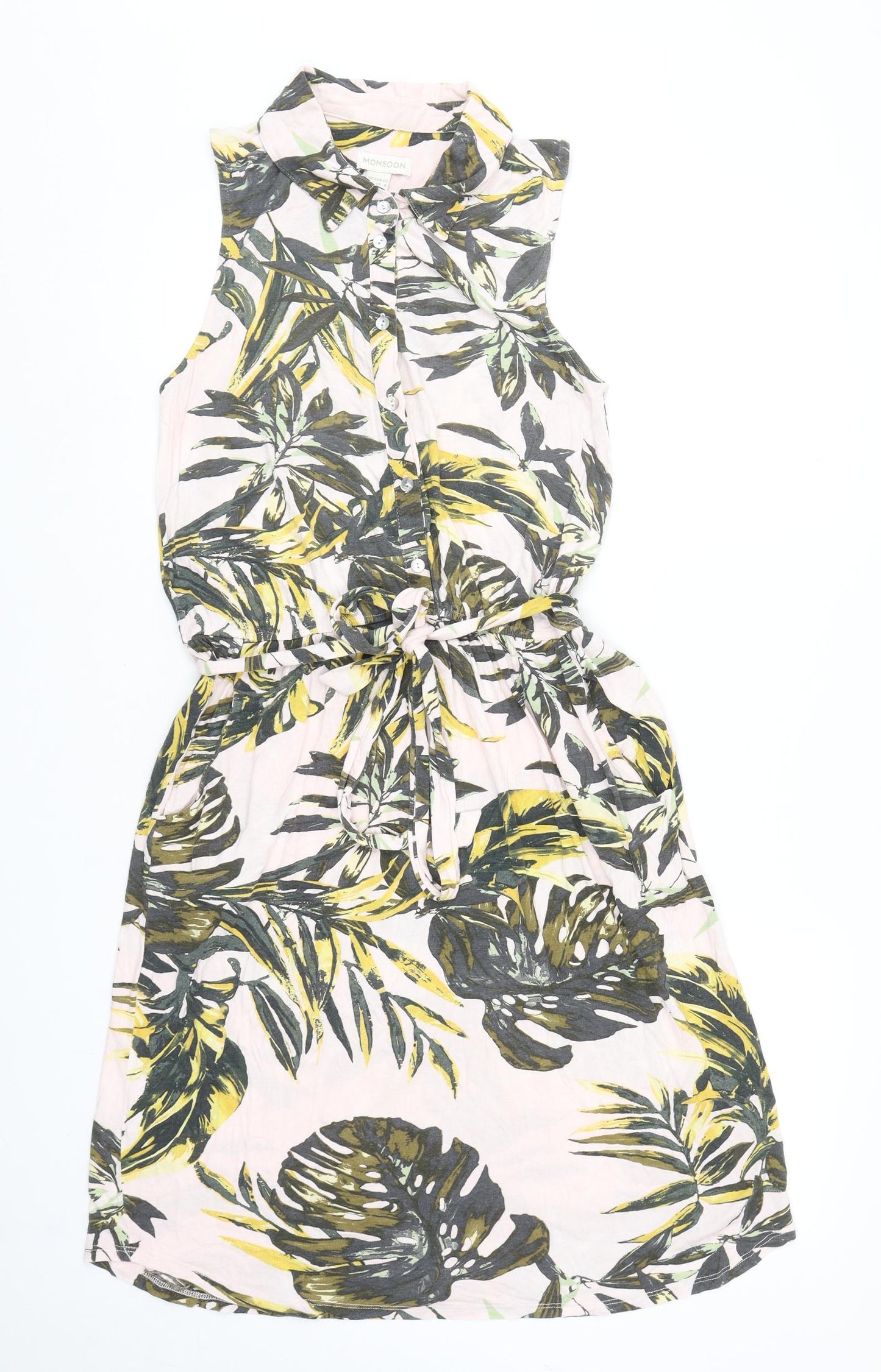 Monsoon Womens Multicoloured Floral Viscose Shirt Dress Size 12 Collared Button