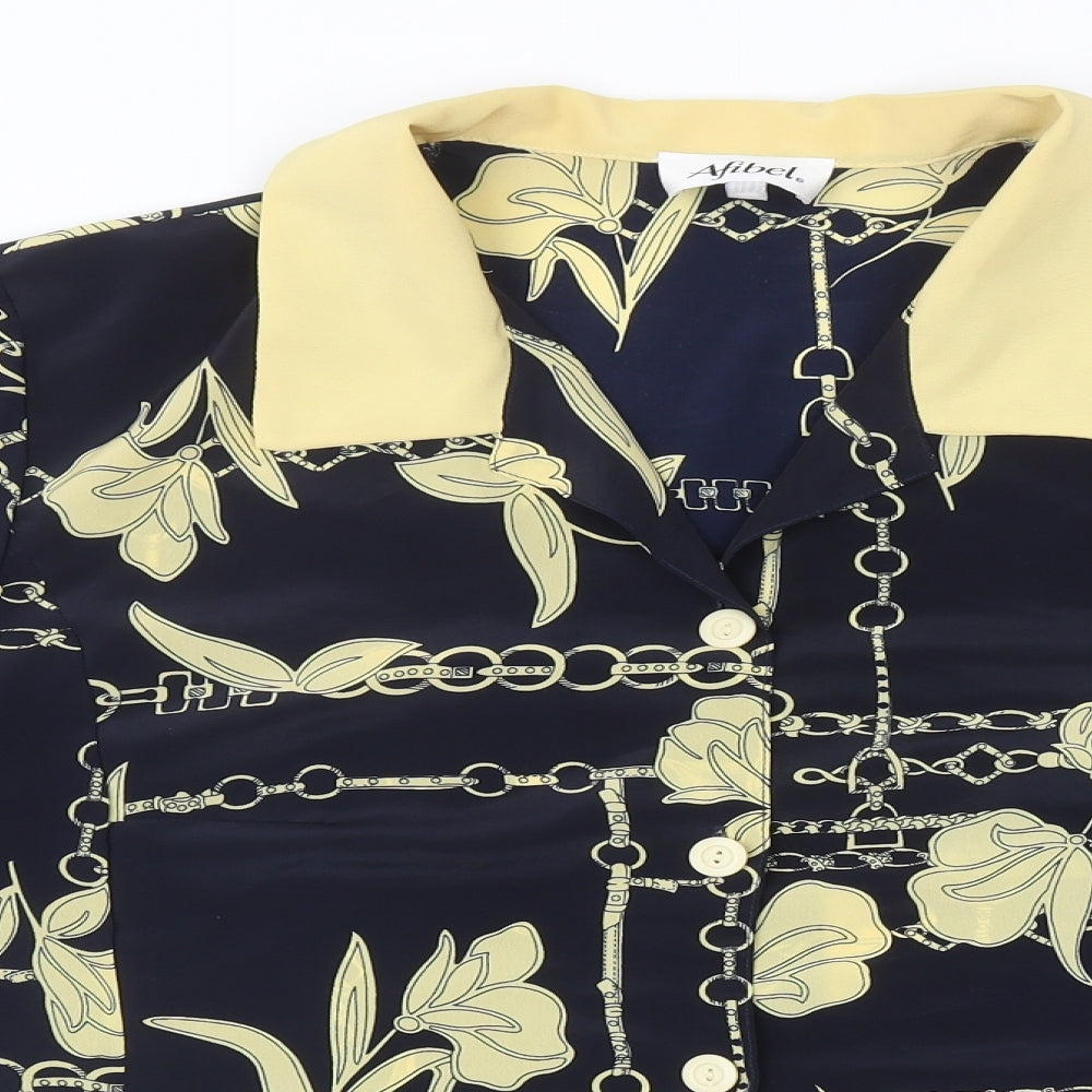 Afibel Womens Multicoloured Floral Polyester Basic Button-Up Size 26 Collared