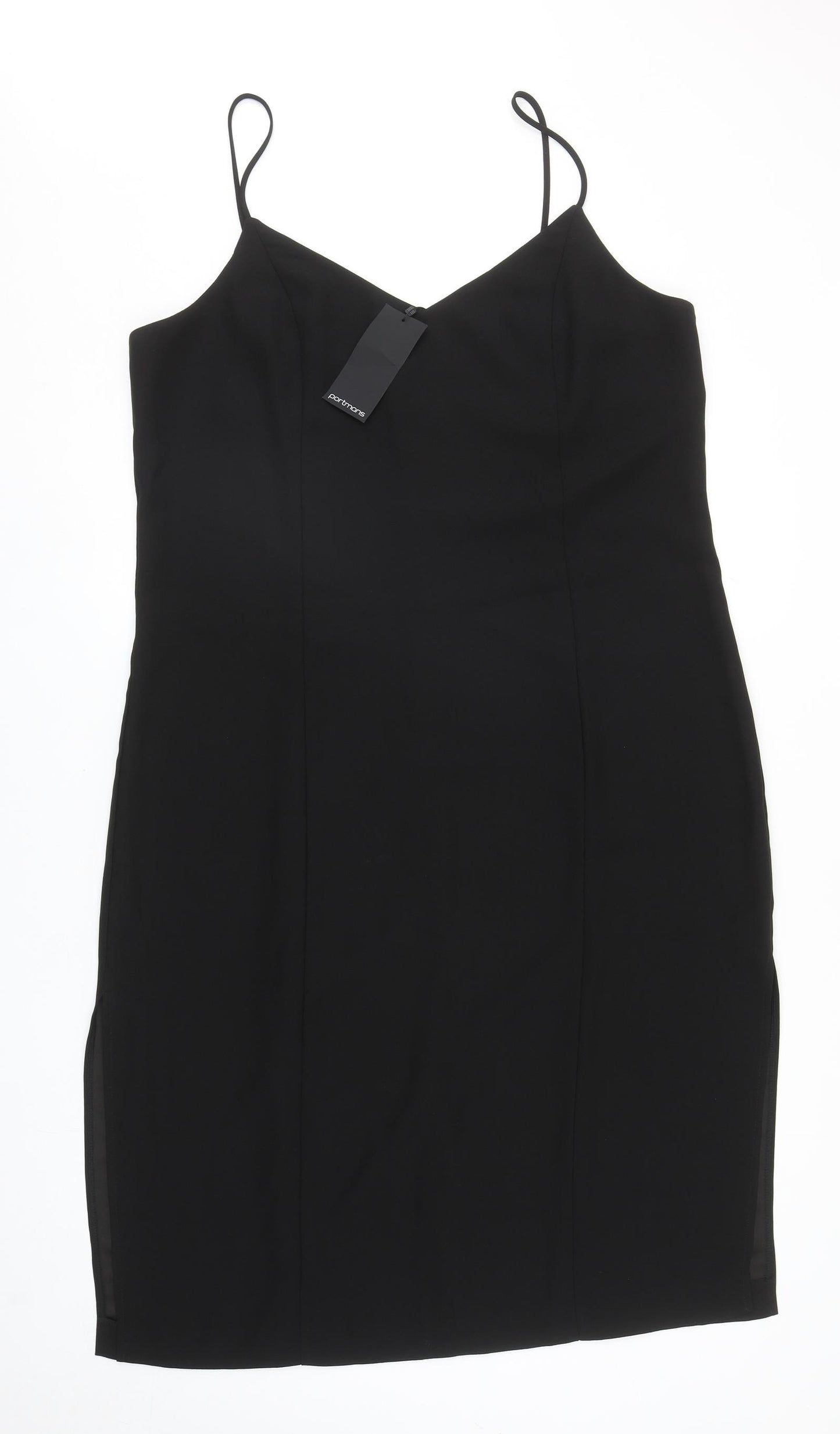 Portmans Womens Black Polyester Bodycon Size 16 V-Neck Zip
