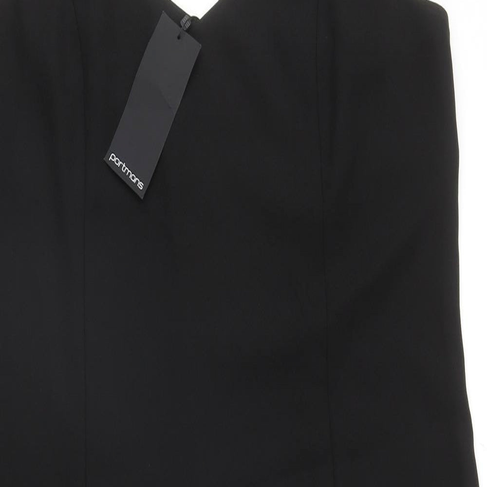 Portmans Womens Black Polyester Bodycon Size 16 V-Neck Zip
