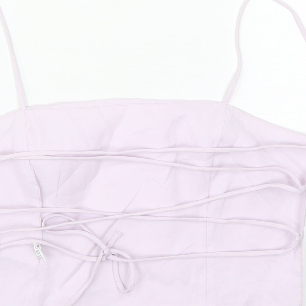 Zara Womens Purple Modal Cropped Tank Size M Square Neck