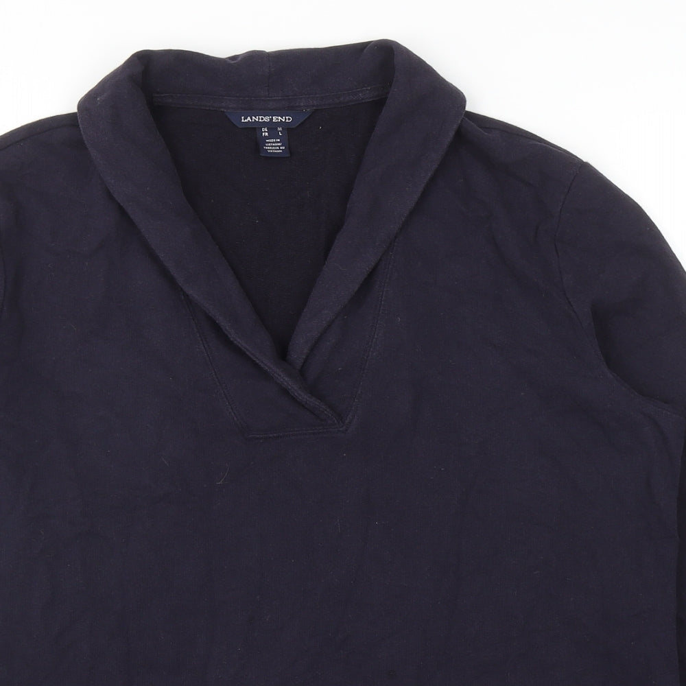 Lands' End Womens Blue Cotton Pullover Sweatshirt Size M Pullover