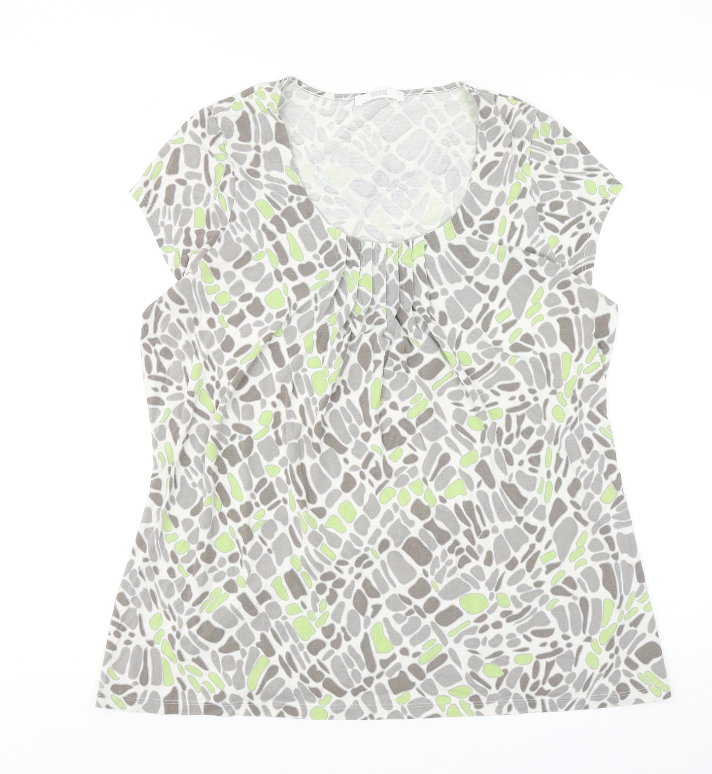 Marks and Spencer Womens Multicoloured Geometric Viscose Basic Blouse Size 16 Scoop Neck