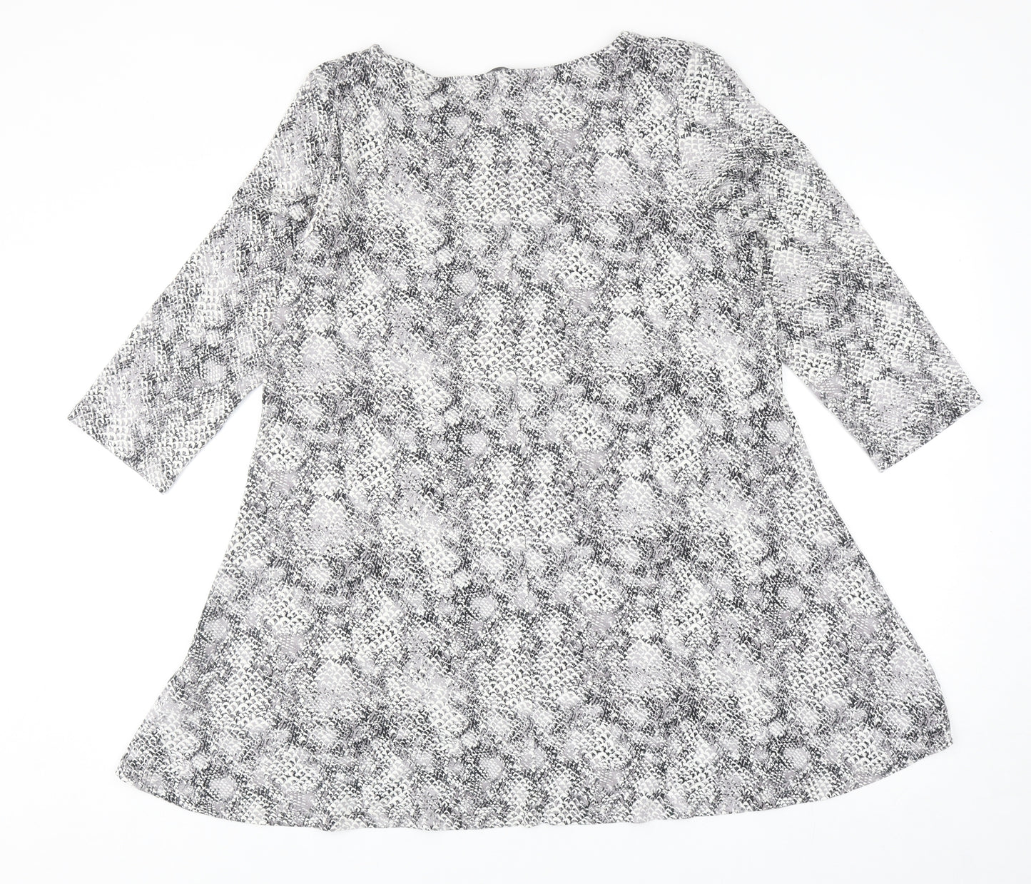 Marks and Spencer Womens Grey Animal Print Viscose Basic Blouse Size 16 Round Neck