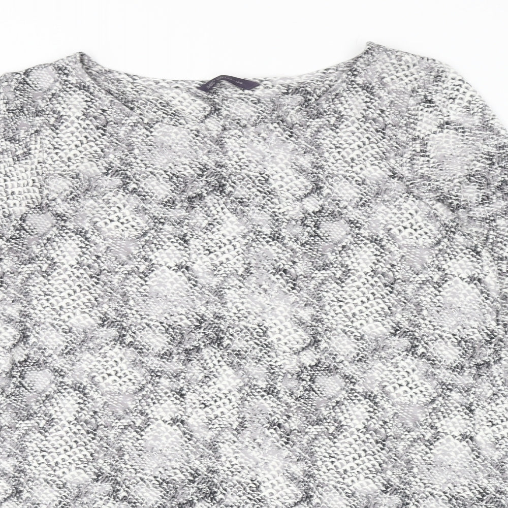 Marks and Spencer Womens Grey Animal Print Viscose Basic Blouse Size 16 Round Neck