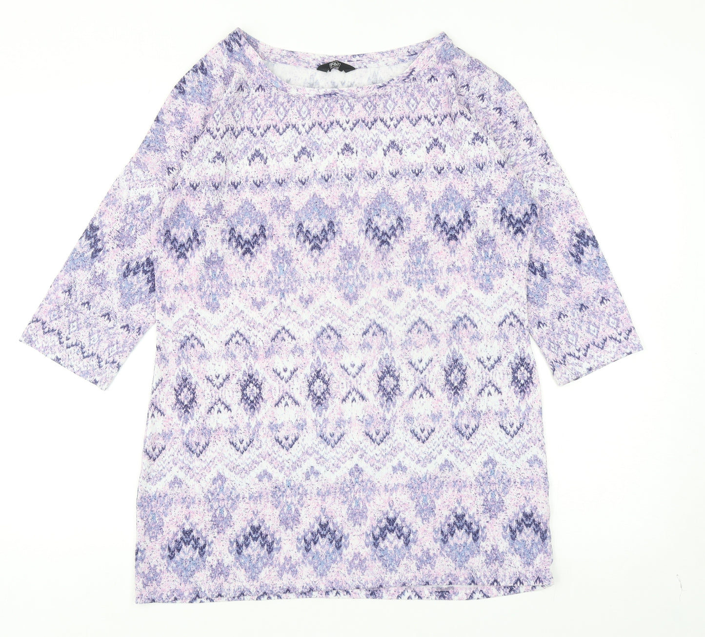 F&F Womens Multicoloured Round Neck Geometric Acrylic Pullover Jumper Size 12