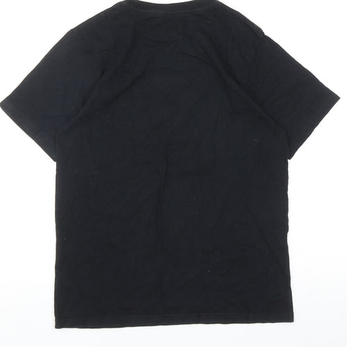 VANS Womens Black Cotton Basic T-Shirt Size M Round Neck - Vans Off The Wall