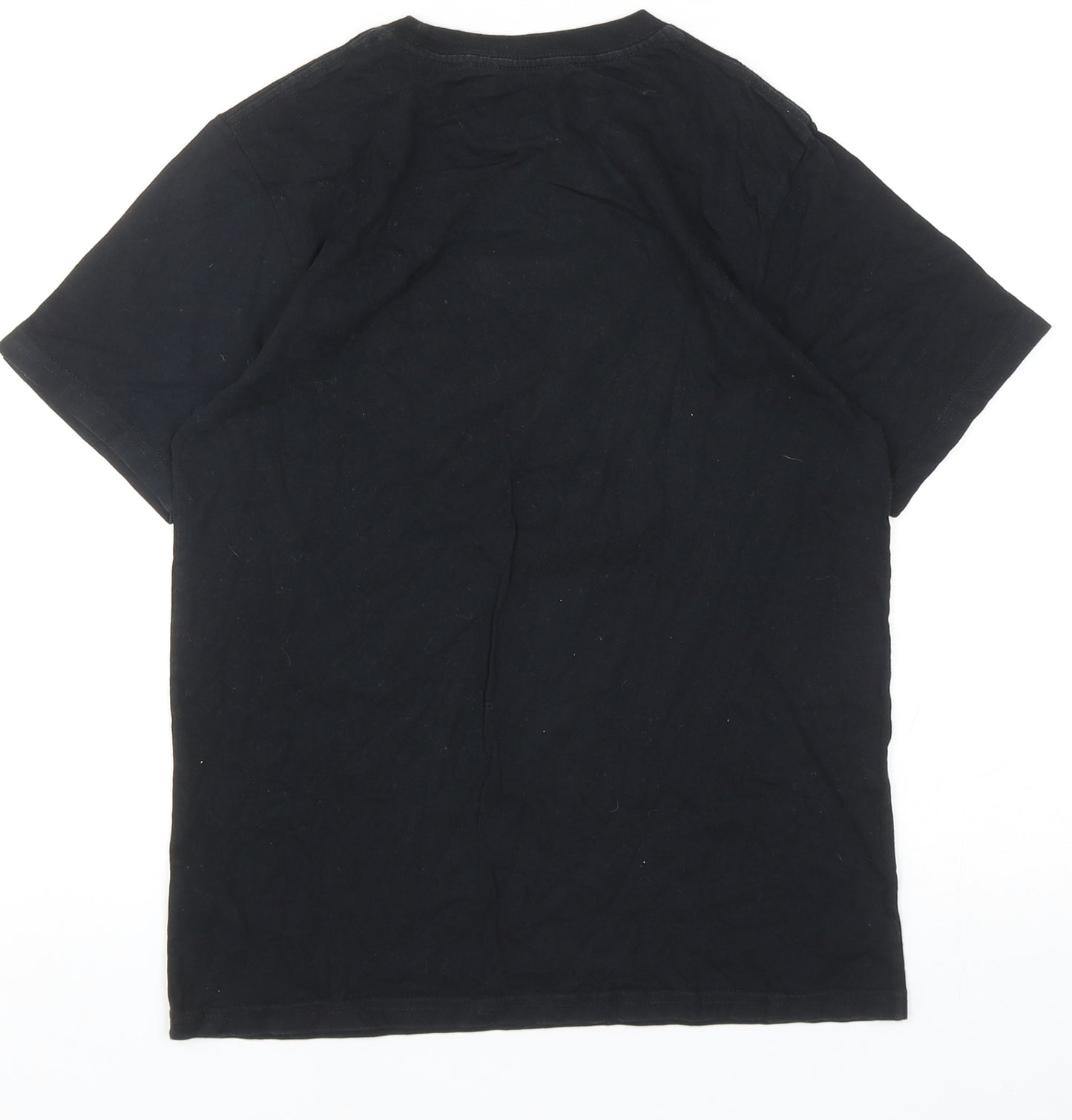 VANS Womens Black Cotton Basic T-Shirt Size M Round Neck - Vans Off The Wall