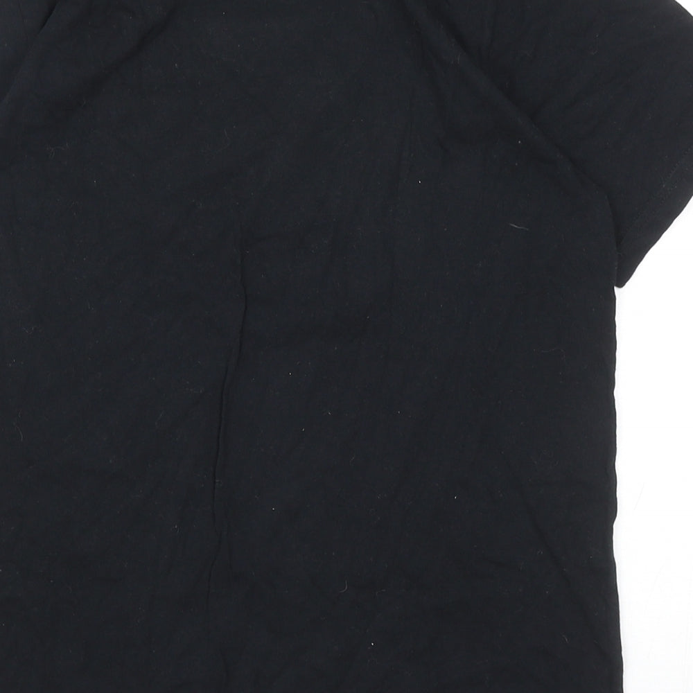 VANS Womens Black Cotton Basic T-Shirt Size M Round Neck - Vans Off The Wall