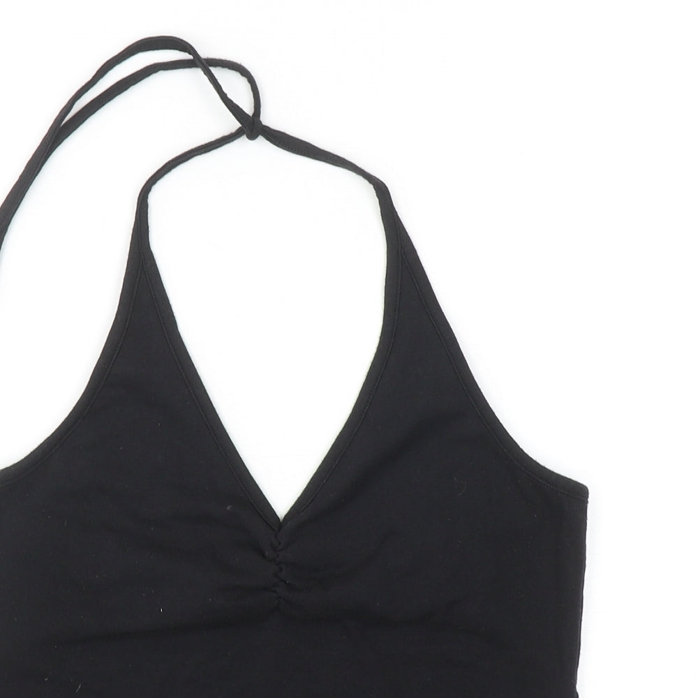 MK Womens Black Cotton Basic Tank Size 16 Halter