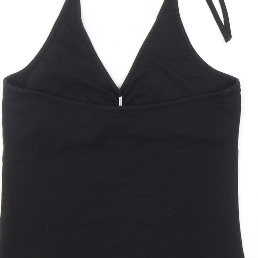 MK Womens Black Cotton Basic Tank Size 16 Halter