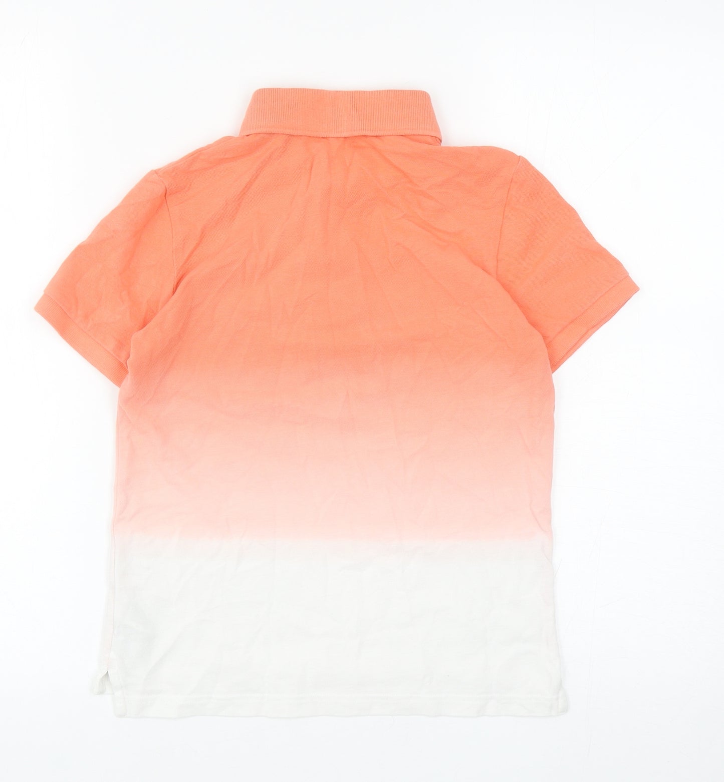 Marks and Spencer Boys Orange Cotton Basic Polo Size 8-9 Years Collared Button - Ombre
