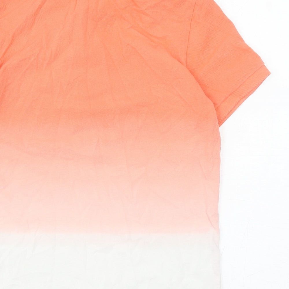 Marks and Spencer Boys Orange Cotton Basic Polo Size 8-9 Years Collared Button - Ombre